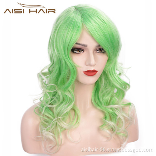 Aisi Hair High Temperature Fiber Synthetic Wigs For Black White Women Glueless Long Wavy Hair Cosplay Wigs